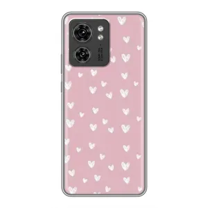 Чехол с розовым рисунком для Huawei Enjoy 90 Plus (Сердечки на розовом)
