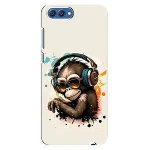 Чехол с Обезьянами Huawei Honor 10, COL-Al00 - (AlphaPrint) (Макака в наушниках)
