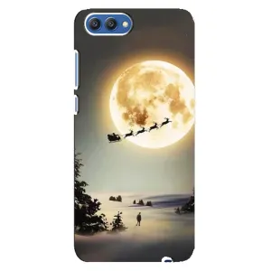 Новогодние, Праздничные Чехлы для Huawei Honor 10, COL-Al00 - 2024 год (Санта на луне)