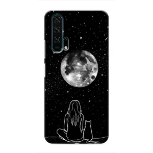 Чехол с рисунком кот на Huawei Honor 20 Pro (Девушка с котом)
