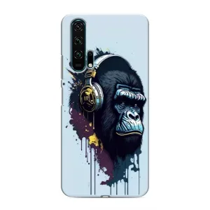 Чехол с Обезьянами Huawei Honor 20 Pro - (AlphaPrint) (Горилла в наушниках)