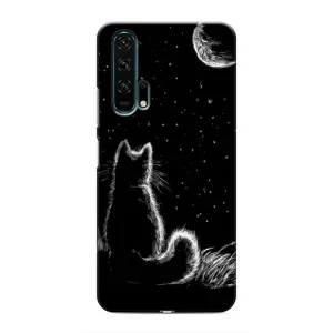 Чохол з принтом для Huawei Honor 20 Pro (AlphaPrint) Модні коти (Котик і місяць)
