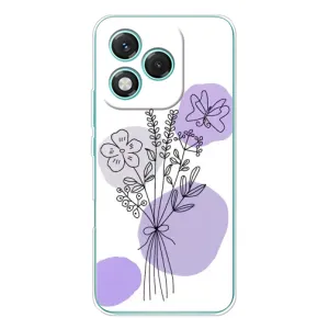 Силконовий чохол з принтом в квітах на Huawei Honor 400 Lite (Букет фіолетова абстракція)