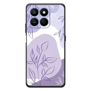 Силконовий чохол з принтом в квітах на Huawei Honor 400 Smart (Фіолетове листя абстракція)