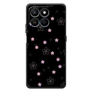 Чохол з розовим принтом для Huawei Honor 400 Smart (Рожеві квіти на чорному)