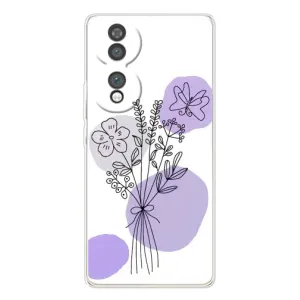 Силиконовый чехол с принтом в цветах на Huawei Honor 70 (Букет фиолетовая абстракция)
