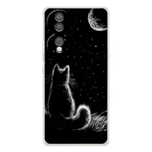 Чехол с принтом для Huawei Honor 70 (AlphaPrint) Модные коты (Котик и луна)