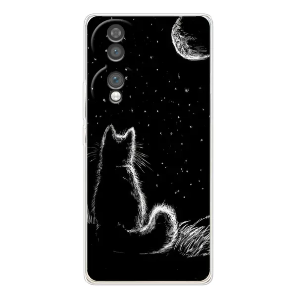 Чехол с принтом «Котик и луна» для Huawei Honor 70