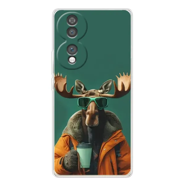Чехол с принтом «Лось с кофе» для Huawei Honor 70