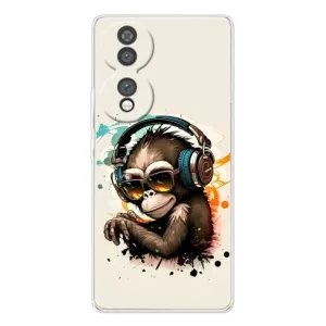 Чехол с Обезьянами Huawei Honor 70 - (AlphaPrint) (Макака в наушниках)