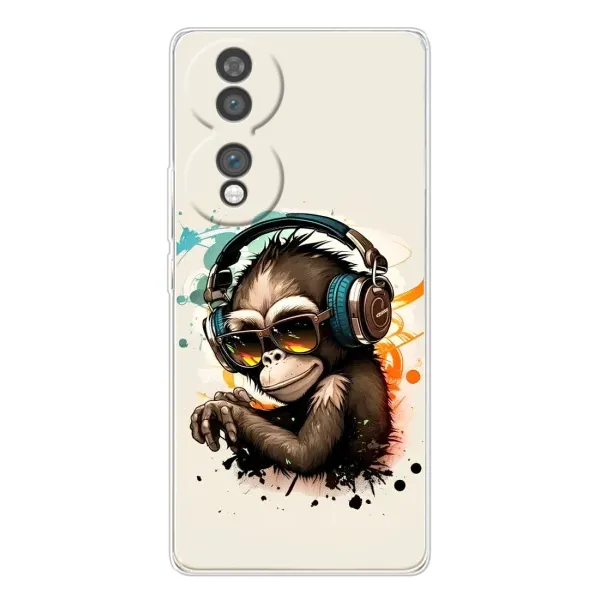 Чехол с принтом «Макака в наушниках» для Huawei Honor 70