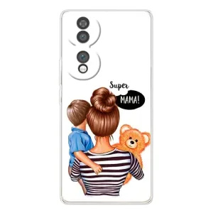 Чехол с печатью для Huawei Honor 70 - (Мама с ребенком) (AlphaPrint) (Мама с сыном)