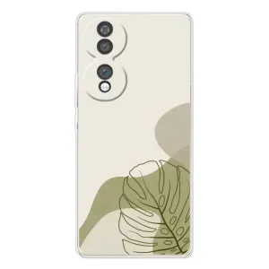 Силиконовый чехол с принтом в цветах на Huawei Honor 70 (Зеленая монстера дизайн)