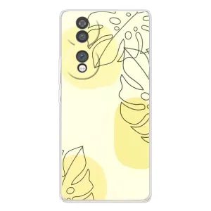 Силиконовый чехол с принтом в цветах на Huawei Honor 70 (Желтая монстера арт)