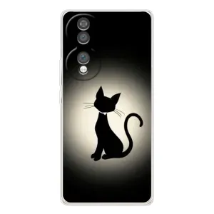 Чехол с принтом для Huawei Honor 70 (AlphaPrint) Модные коты (Силуэт котика)