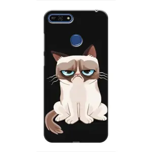 Чехол с принтом для Huawei Honor 7A Pro (AlphaPrint) Модные коты (Грустный кот)