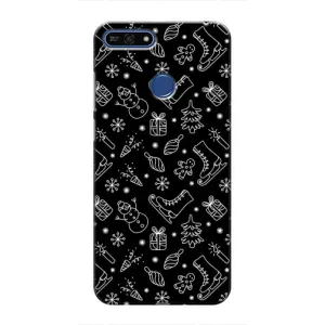 Новогодние, Праздничные Чехлы для Huawei Honor 7A Pro - 2024 год (Новогодний фон)