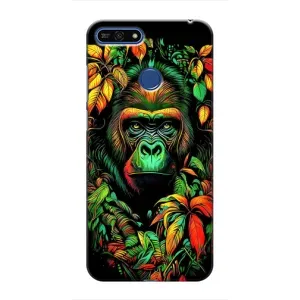 Чохол з Мавпами Huawei Honor 7A Pro - (AlphaPrint) (Мавпа в квітах)