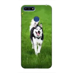 Чехол с Хаски для Huawei Honor 7A Pro - (AlphaPrint) (Радостный Хаски)