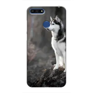 Чехол с Хаски для Huawei Honor 7A Pro - (AlphaPrint) (Верный пес)