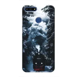 Новогодние, Праздничные Чехлы для Huawei Honor 7A Pro - 2024 год (Зимний поезд)