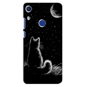 Чехол с принтом для Huawei Honor 8A (AlphaPrint) Модные коты (Котик и луна)