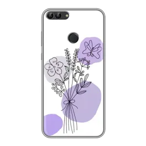 Силконовий чохол з принтом в квітах на Huawei Honor 9 Lite (Букет фіолетова абстракція)