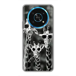 Силиконовый чехол с КАРТИНКАМИ лето для Huawei Honor Magic 6 Lite 5G (AlphaPrint) (Жирафы в очках)