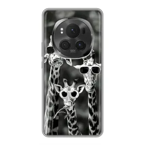 Силиконовый чехол с КАРТИНКАМИ лето для Huawei Honor Magic 6 Pro (AlphaPrint) (Жирафы в очках)