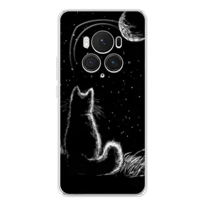 Чохол з принтом для Huawei Honor Magic 7 Pro (AlphaPrint) Модні коти (Котик і місяць)