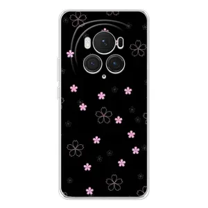 Чохол з розовим принтом для Huawei Honor Magic 7 Pro (Рожеві квіти на чорному)