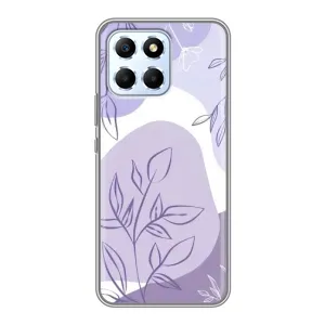 Силиконовый чехол с принтом в цветах на Huawei Honor X6 (Фиолетовые листья абстракция)
