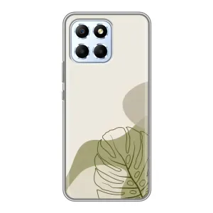 Силиконовый чехол с принтом в цветах на Huawei Honor X6 (Зеленая монстера дизайн)
