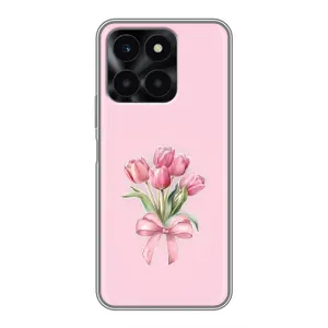 Чехол с розовым рисунком для Huawei Honor X6a (Букет цветов)