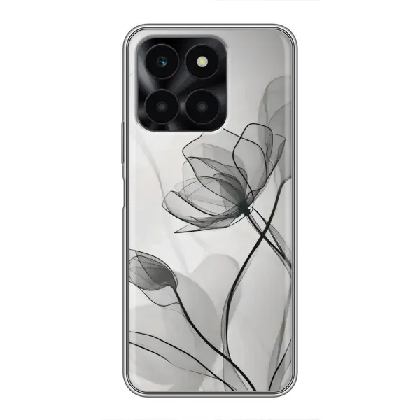 Чехол с принтом «Черные цветы» для Huawei Honor X6a