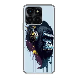 Чехол с Обезьянами Huawei Honor X6a - (AlphaPrint) (Горилла в наушниках)