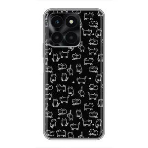 Чехол с принтом для Huawei Honor X6a (AlphaPrint) Модные коты (Меленькие котики)