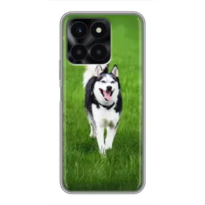 Чехол с Хаски для Huawei Honor X6a - (AlphaPrint) (Радостный Хаски)