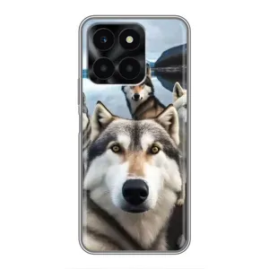 Чехол с Хаски для Huawei Honor X6a - (AlphaPrint) (Селфи ХАски)