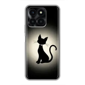 Чехол с принтом для Huawei Honor X6a (AlphaPrint) Модные коты (Силуэт котика)