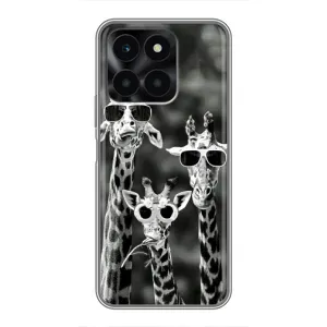 Силиконовый чехол с КАРТИНКАМИ лето для Huawei Honor X6a (AlphaPrint) (Жирафы в очках)