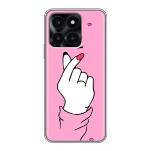 Чехол с принтом для Huawei Honor X6a (AlphaPrint - Знак сердечка) (Знак Love)