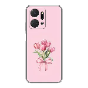 Чохол з розовим принтом для Huawei Honor X7a (Букет квітів)