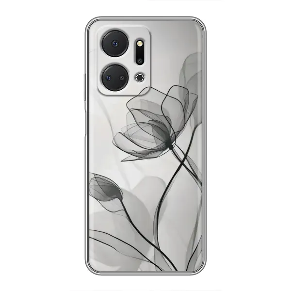 Чехол с принтом «Черные цветы» для Huawei Honor X7a