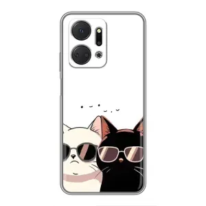 Чехол с рисунком кот на Huawei Honor X7a (Коты в очках)