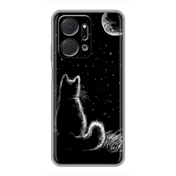 Чехол с принтом «Котик и луна» для Huawei Honor X7a