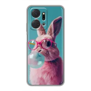 Чохол з принтом стильні тварини для Huawei Honor X7a (Кролик в окулярах)