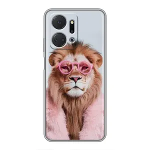 Чохол з принтом стильні тварини для Huawei Honor X7a (Лев в окулярах)
