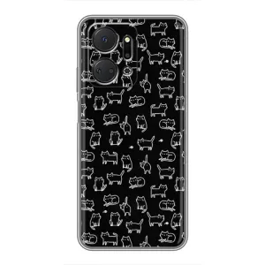 Чехол с принтом для Huawei Honor X7a (AlphaPrint) Модные коты (Меленькие котики)