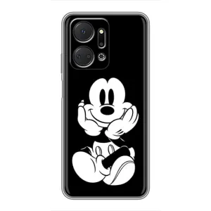 Эксклюзивный чехол для Huawei Honor X7a (AlphaPrint - Мультяшные) (Микки на черном)
